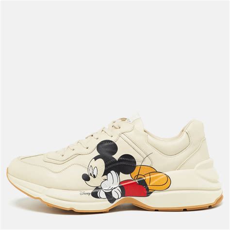 rhyton gucci logo leather sneaker fake|gucci rhyton sneakers mickey mouse.